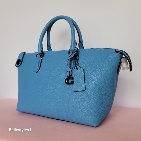 COACH Cara Pebbled Leather Satchel -Pool Color ⭐ - Picture 4 of 16